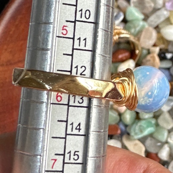 Moonstone sphere wire wrapped gold ring/manifesting change and courage - Picture 3 of 7